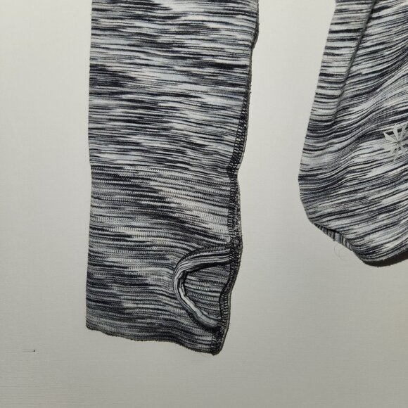 Athleta XS Womens Hooded Zip-Up Jacket Grey & Black Striped Thumbholes 4054 - Picture 4 of 8